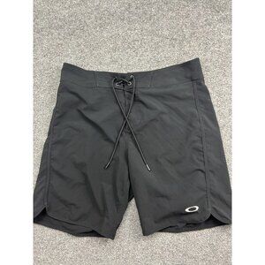 Oakley Board Shorts Mens 32 Black Stretch Swim Trunks Quick Dry Zip Pocket